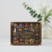 Illinois Shadow Box 3D Figurine Staat Postkarte (Stehend Vorderseite)