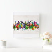 Illinois Skyline Quadratische Wanduhr (Zuhause)