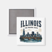 Illinois-Skyline und Prärie-Erbe Magnet (Vorderseite/Rückseite)