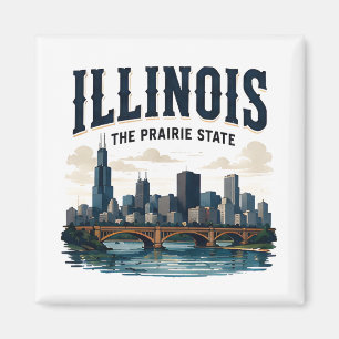 Illinois-Skyline und Prärie-Erbe Magnet