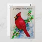 Illinois Staat Bird Handsome Kardinal Postcard Postkarte (Vorne/Hinten)
