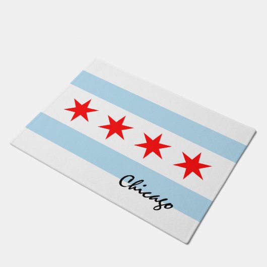 Illinois Staat & Chicago Flag USA Hausmat /sport Fußmatte (Schrägansicht)