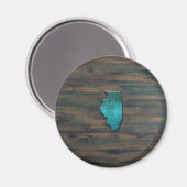 Illinois Staat Form Aquamarin Magnet (Vorderseite/Rückseite)