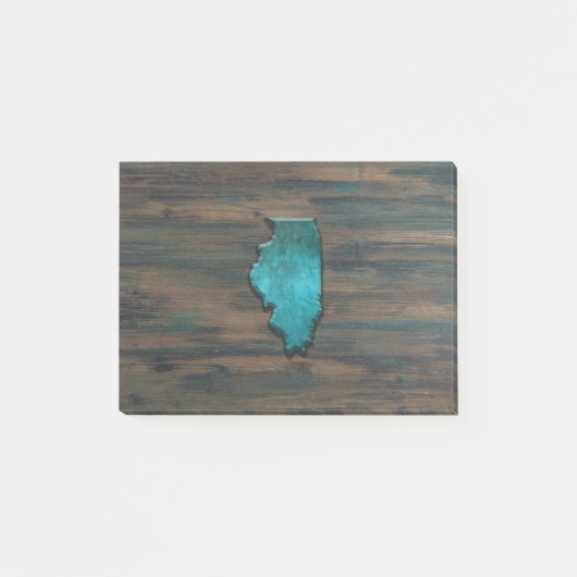 Illinois Staat Form Aquamarin Post-it Klebezettel (Vorderseite)