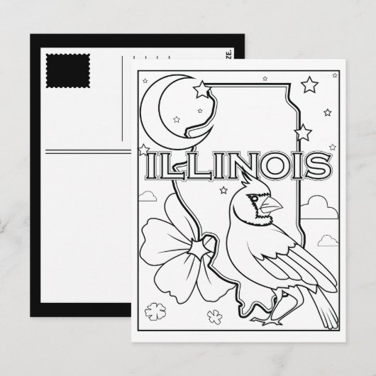 Illinois Staat Form Blume Birdcollage Postkarte (Vorne/Hinten)