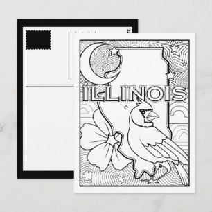 illinois Staat Form Collage Farbe mir in Postkarte