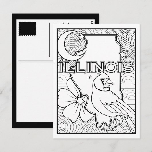 illinois Staat Form Collage Farbe mir in Postkarte (Vorne/Hinten)