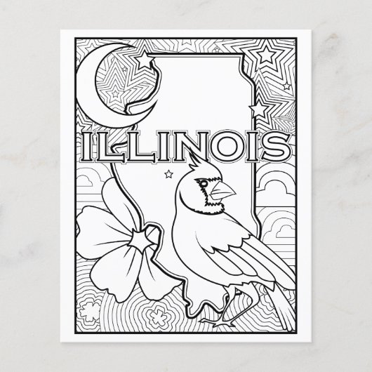 Illinois Staat form Vogel Blume Farbseite Flyer (Vorne)