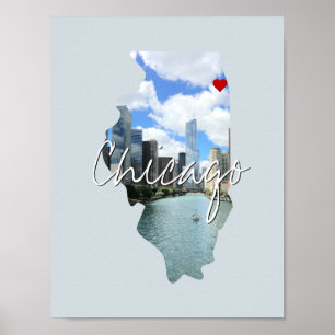 Illinois Staat Foto Einfügen und Ortsname Poster