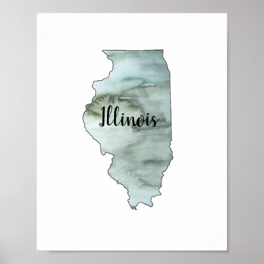 Illinois Staat Illustration Poster (Vorne)