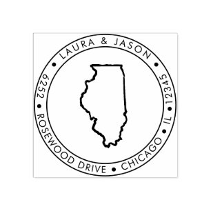 Illinois Staat Karte Rücksendeadresse Holzkunst Br Gummistempel