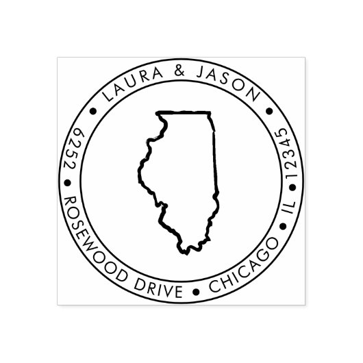 Illinois Staat Karte Rücksendeadresse Holzkunst Br Gummistempel (Prägung)