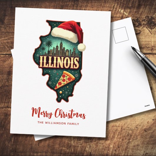 Illinois Staat Karte Weihnachtsfeiertag Postkarte