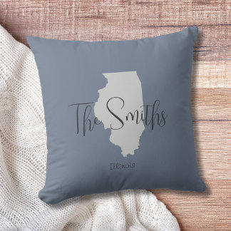 Illinois Staat Kontur Familienname Kissen