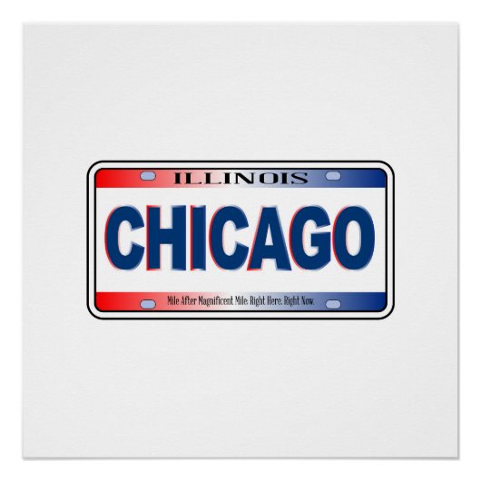 Illinois Staat License Plate Chicago City Poster (Vorderseite)