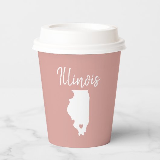 Illinois Staat Map Liebe Zuhause Pappbecher (Vorderseite)