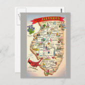 Illinois Staat Map Postkarte (Vorne/Hinten)