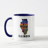 Illinois Staat Tattoo Style Skyline Jazz Saxophon Tasse (Links)