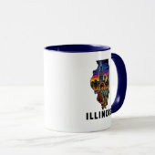 Illinois Staat Tattoo Style Skyline Jazz Saxophon Tasse (VorderseiteRechts)