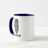 Illinois Staat Tattoo Style Skyline Jazz Saxophon Tasse (Vorderseite Links)