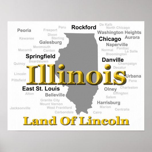 Illinois Staatsstolz Map Silhouette Poster (Vorne)