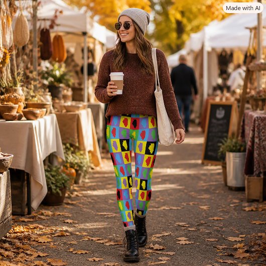 Illinois State Pride Pop Art Muster Leggings