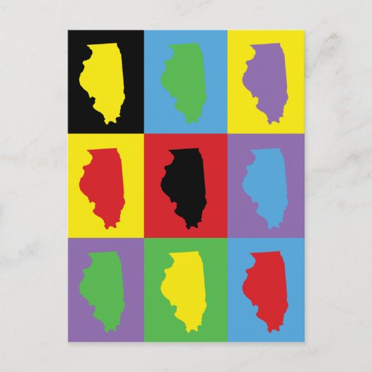 Illinois State Pride Pop-Art-Muster Postkarte (Vorderseite)