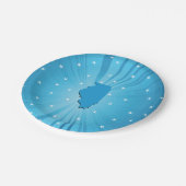Illinois State Silhouette Blaue Sternenexplosion Pappteller (Schrägansicht)