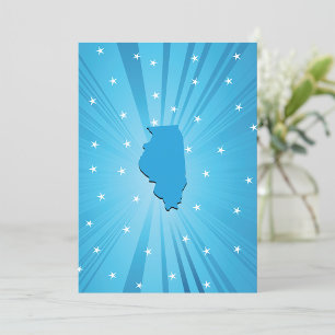 Illinois State Silhouette Blue Sternenexplosion Einladung
