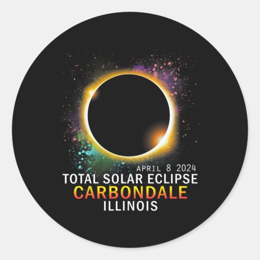 Illinois Total Solar Eclipse 8. April 2024 Runder Aufkleber (Vorderseite)