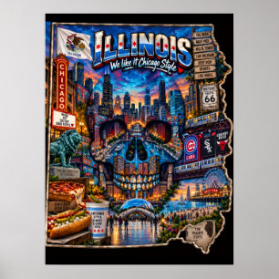 Illinois-Totenkopf-Kunstprint State of Mind Poster