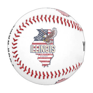 Illinois United Staaten Eagle Retro Map Vintag USA Baseball