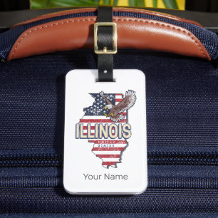 Illinois United Staaten Eagle Retro Map Vintag USA Gepäckanhänger