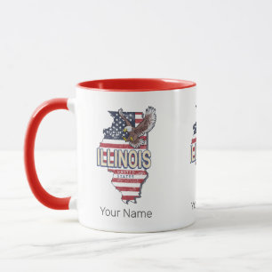 Illinois United Staaten Eagle Retro Map Vintag USA Tasse