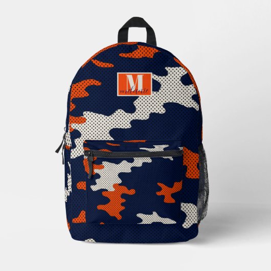 Illinois Urbana Orange Blue Tribal Camo  Bedruckter Rucksack (Vorderseite)