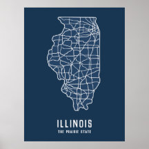 Illinois US-Staat-Roadmap - die Karte des Präriefe