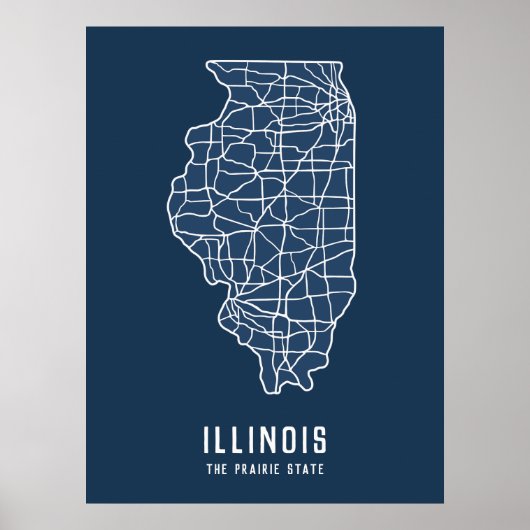 Illinois US-Staat-Roadmap - die Karte des Präriefe Poster (Vorne)