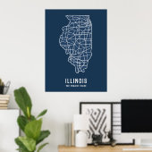 Illinois US-Staat-Roadmap - die Karte des Präriefe Poster (Heimbüro)