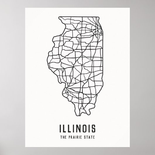 Illinois US-Staat-Roadmap - die Karte des Präriefe Poster (Vorne)
