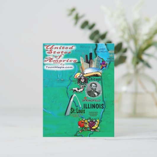 Illinois USA Card Postkarte (Stehend Vorderseite)