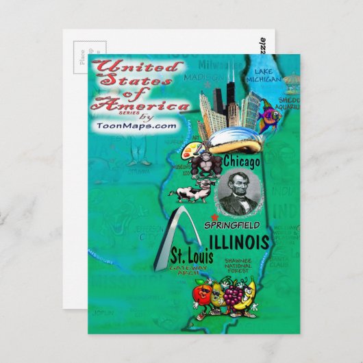 Illinois USA Card Postkarte (Vorne/Hinten)