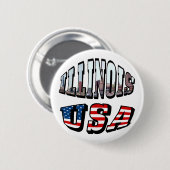Illinois USA Flag & Staat Foto Text Button (Vorne & Hinten)