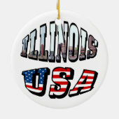 Illinois USA Flag & Staat Foto Text Keramikornament (Hinten)