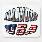 Illinois USA Flag & Staat Foto Text Mousepad (Vorne)