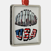 Illinois USA Flag & Staat Foto Text Ornament Aus Metall (Rechts)