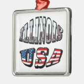 Illinois USA Flag & Staat Foto Text Ornament Aus Metall (Links)