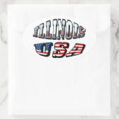 Illinois USA Flag & Staat Foto Text Ovaler Aufkleber (Tasche)