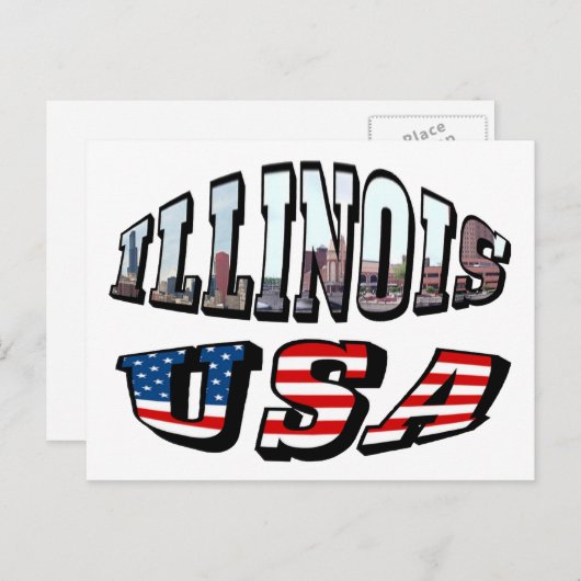 Illinois USA Flag & Staat Foto Text Postkarte (Vorne/Hinten)
