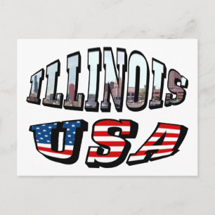 Illinois USA Flag & Staat Foto Text Postkarte