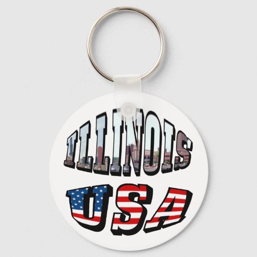 Illinois USA Flag & Staat Foto Text Schlüsselanhänger (Vorderseite)